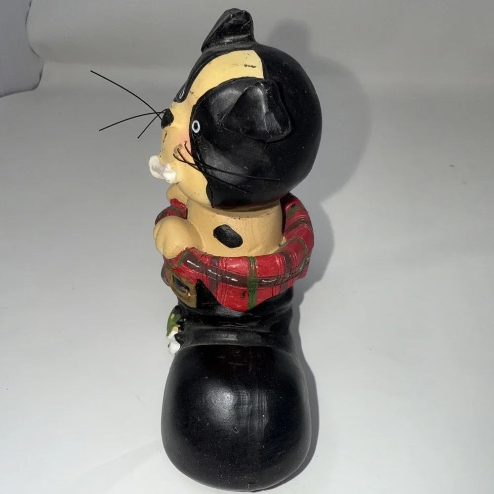 Christmas bobble head Dog Puppy In Black Boot Resin Figurine Scuffs